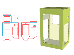 Double barge tube box, window design, cover socket bottom self-locking tube box, top latch better protection products are not easy to open, buckle, paper corrugated pit carton, packaging structure des