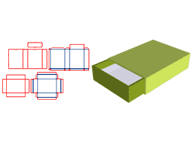 Drawer sealed on five sides, outer box V-groove, inner box half-cut, outer box edge snap-fit
